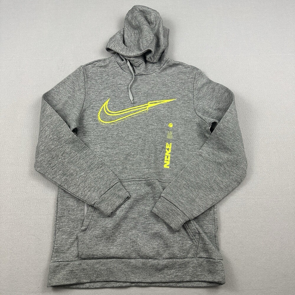Nike Hoodie Men Small Gray Therma Fit Pullover Logo Training Zip Pocket S